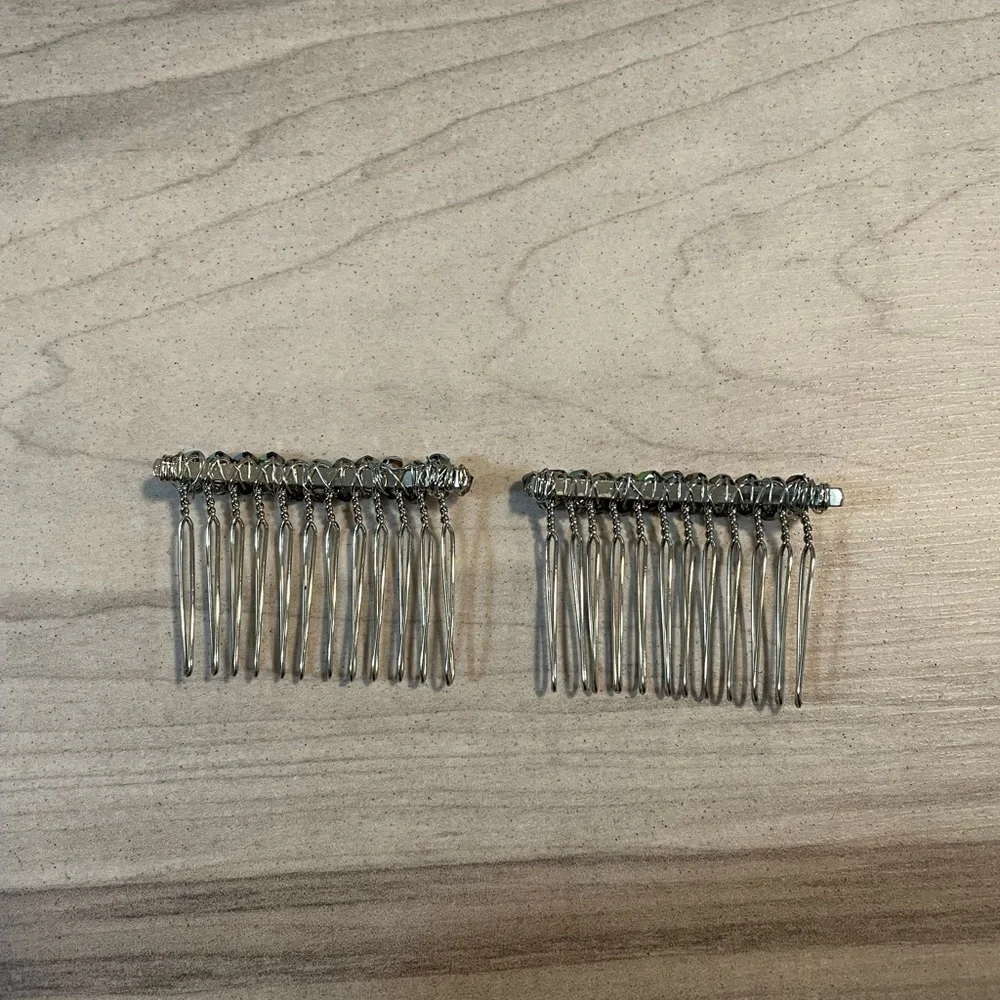 Set Of 2 Silver Rhinestone Crystal Hair Combs, Headpiece, Wedding Accessories
